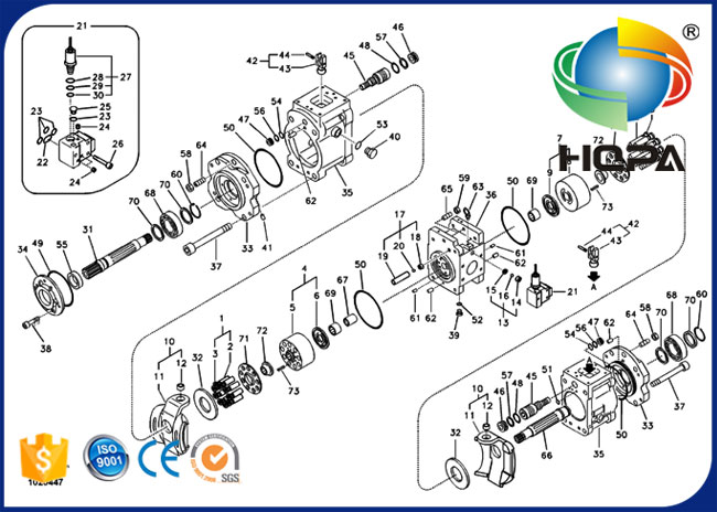 Hydraulische Hauptdichtungs-Ausrüstung der pumpen-VOE14555298 14555298 für Volvo EC200B EC210B EC240B